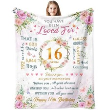 Sweet 16 Gifts for Girls Blanket 60"x50", 16th Birthday Gift for Girls