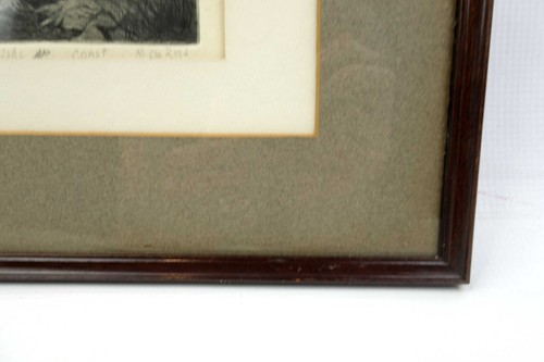 Impresión grabada de arte moderno vintage de mediados de siglo del faro firmada prueba de artista - Imagen 3 de 6