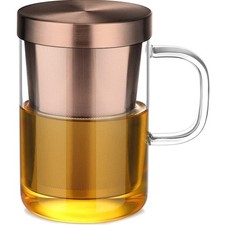 Hochwertige 500ml Borosilikat Teetasse mit Sieb und Deckel für alle Teesorten