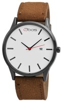 Qbos Herren Armbanduhr Analog Quarz Datum – MetallgehäUse, Kunstlederarmband