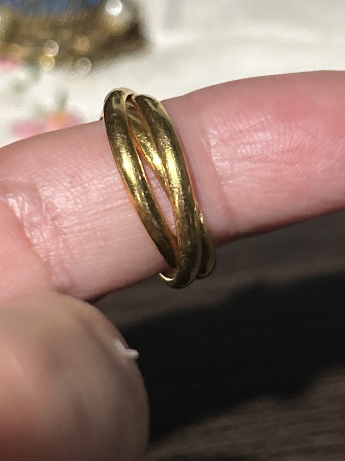 Triple Interlocking Rolling Thin Band Ring in 14-… - image 4