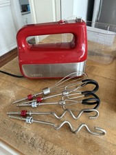 Krups Modelo GN492551 - Mezclador de mano digital rojo 10 velocidades con accesorios