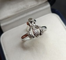 Or blanc bague femme 18K motif couronne White gold ring 750 taille 52 ✨