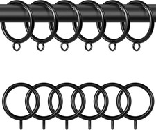 Curtain Rings with Eyelets,48 Pack Metal Black Curtain Rings for Pinch Pleat Cur