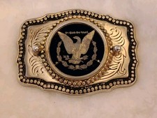 Vintage In God We Trust Gold Eagle Belt Buckle Made In USA