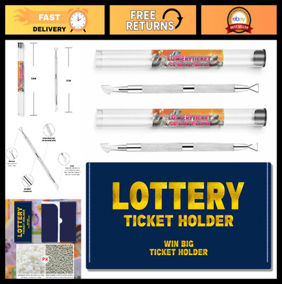 Lottery Ticket Scratcher Tool Set - 2 Scratch Off Tools + 1 Holder, Metal Scrape