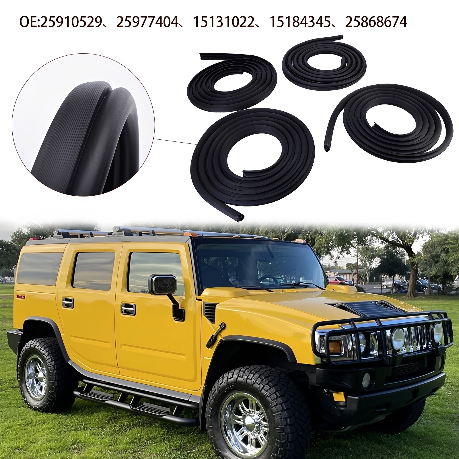 4PCS For 2003-2009 Hummer H2 Door Seal Weatherstrip On Body  Front-Rear LH-RH