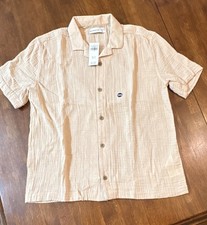 Abercrombie Kids Boys Button-Up Short Sleeve Solid Beige Shirt Size 15/16
