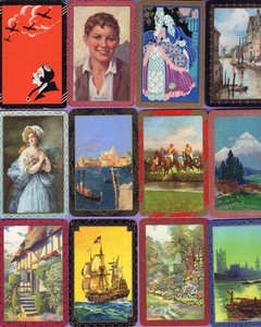 12 Single Swap Playing Cards DECO LADIES MEN TALL SHIPS HORSE SCENERY VINTAGE