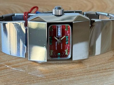 Vintage Louis Rossel Red Rare Dial 27mm Automatic Ladies Watch NOS