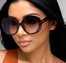 Women Sunglasses Round Vintage Fashion Designer Thick Frame Female Shades Luxury