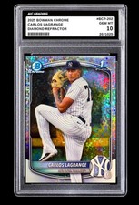 2025 Carlos Lagrange Bowman Chrome Diamond Refractor Rookie #BCP-202 Graded 10