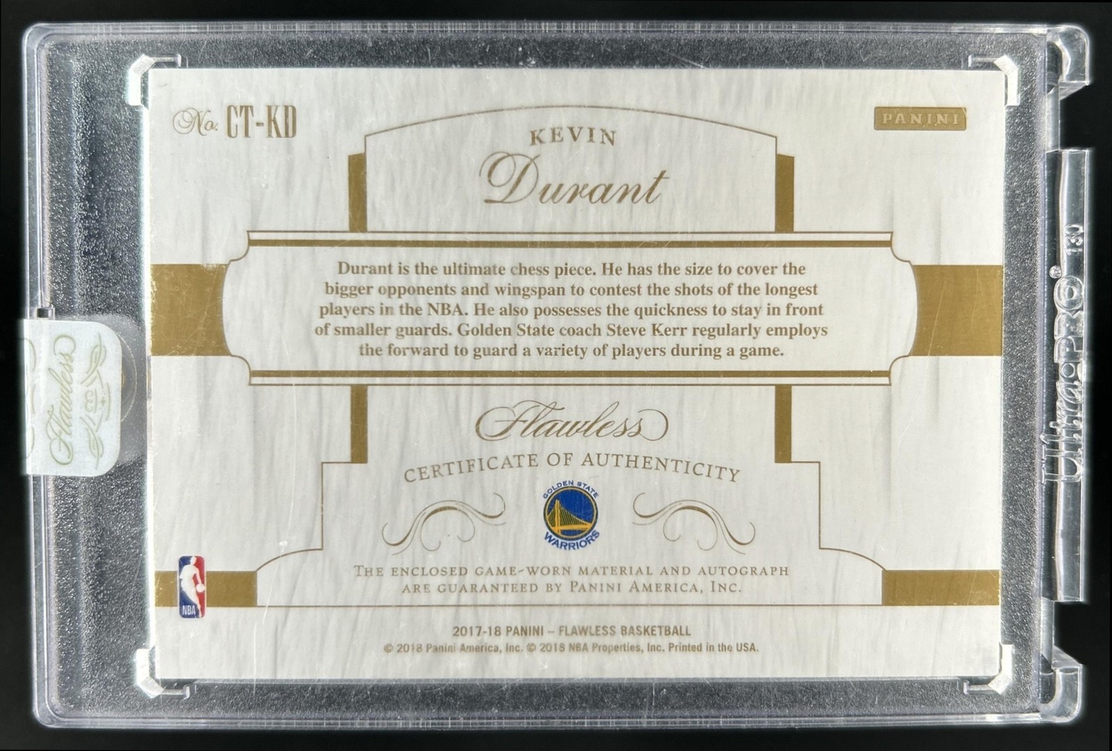 2017-18 Panini Flawless Kevin Durant Championship Tags Patch Auto #/2 Warriors view 2