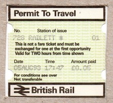 Radlett 01 - PERTIS Permit to Travel - Hertfordshire WD7 - now Thameslink