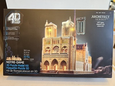 Boardwalk Puzzles 4D Build Notre Dame 3D Model Kit LED Lights