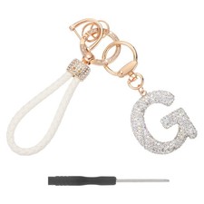 Initial Letter Keychain Letter G - Initial Wristlet KeyChain White