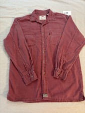 VTG 90s Levis Button Up Front Long Sleeve Faded Red Shirt Sz M