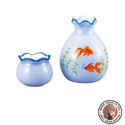 New Fun Tableware: Sake Bottle and Choko Set (approx. 370ml) with Goldfish Bowl