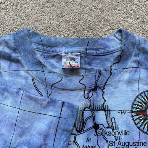 Vintage Florida Ocean Map AOP T-shirt All Over Single Stitch Men's XL Multicolor - Bild 6 von 6
