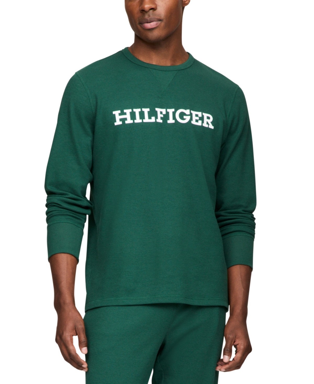 Tommy Hilfiger Mens Thermal Logo Long Sleeve Pajama Shirt in Spruce Size XXL 4790₽