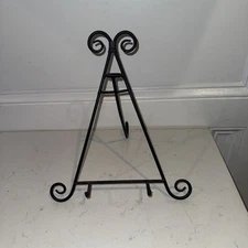 Vintage Countertop Black Metal Vertical Plate Holder 13.5”