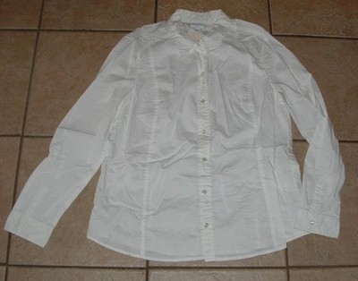 NEW NWT Solid White Sz XL Stretchy Long Sleeve Button Up Shirt JACLYN SMITH