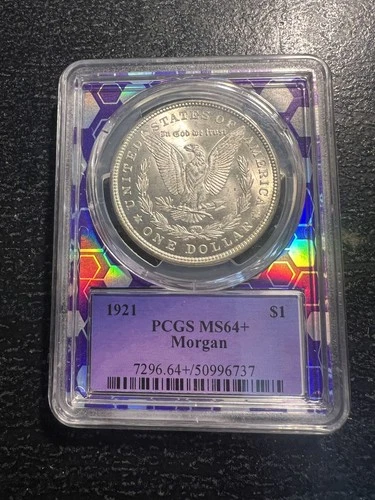 1921-P Morgan Silver Dollar $1 PCGS MS64+ Last Year TraderBea Purple Core