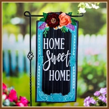 EVERGREEN GARDEN FLAG * BEAUTIFUL FLORAL FRAME * EVERLASTING IMPRESSIONS - NEW