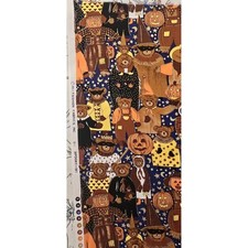 Halloween Spooky Bears Pumpkins Witch Cotton Fabric Sewing 1 yard golden accents