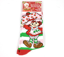 Strawberry Shortcake Mens Size 8-12 White Pink Novelty Graphic Crew Socks 1 Pack