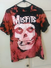 Misfits Punk Band Fiend Skull Black Reddish Pink Bleach Tie Dye T-Shirt Men's M