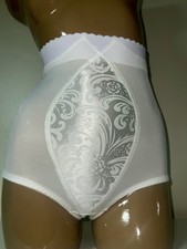 Vtg White Satin Jacquard Firm Control Slimmer Shaping Girdle Panties Sz L