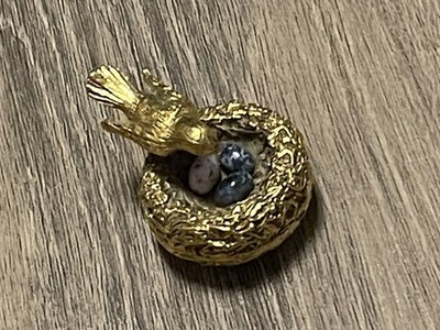 Max Factor Compact Solid PERFUME HYPNOTIQUE Gold Tone Bird Nest Speckle Eggs