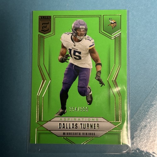 2025 Panini Donruss Elite Dallas Turner Aspirations Lime Green /999 #26 Vikings - Picture 2 of 5