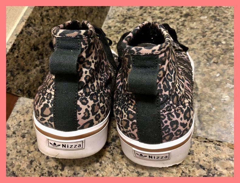 SAOLA Sneakers donna 7.5US Adidas Nizza stampa leopardata suola spessa taglio alto edizione limitata