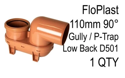 FloPlast D501 110mm 90° Gully Unterirdrainage P-Trap Niederrücken