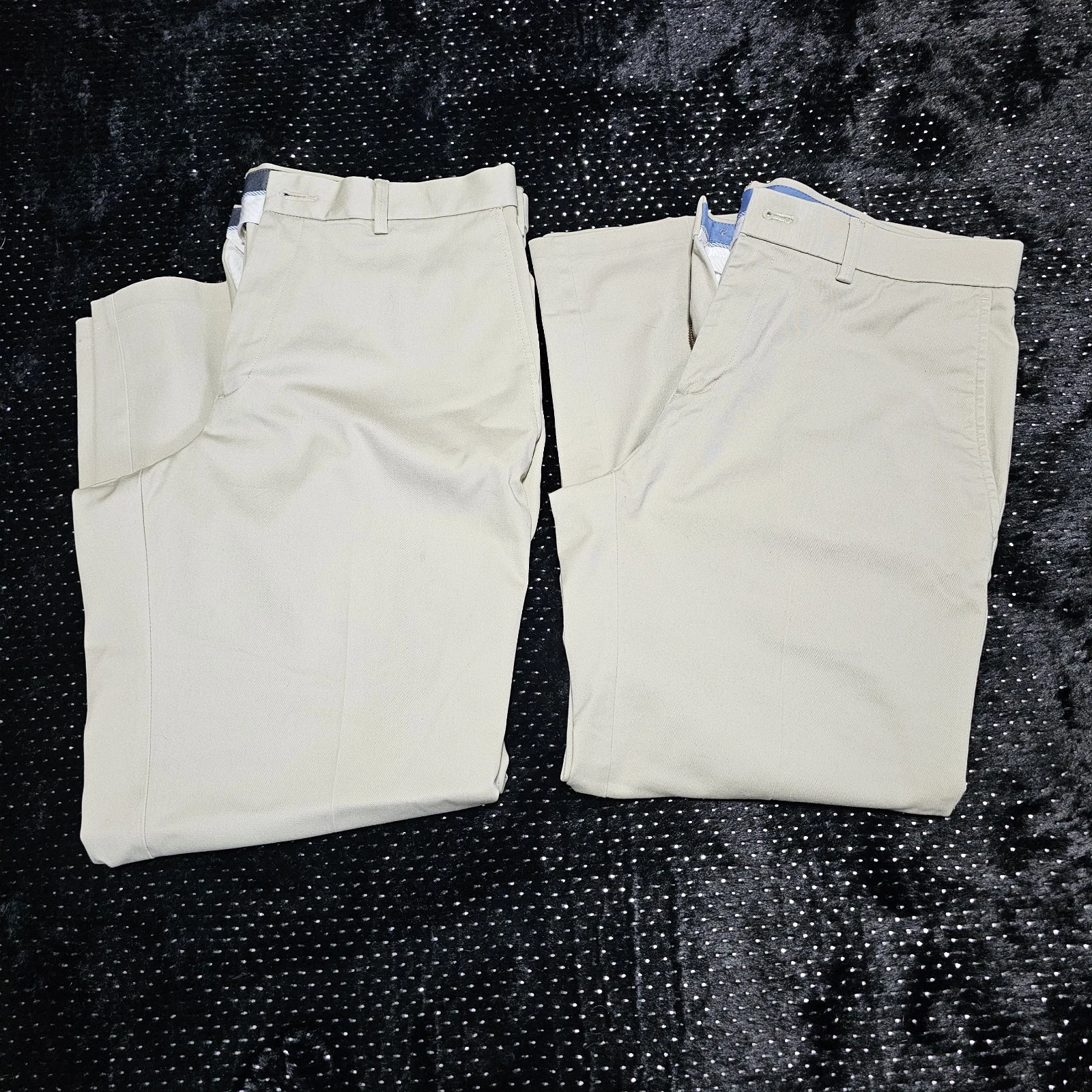 Haggar Pants Classic Fit Mens 34x29 Tan Premium No Iron Khaki Straight Career