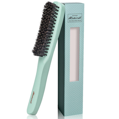 Professional Slick Back Hair Brush, Wood Middle Softness Boar Bristle Hairbrush 