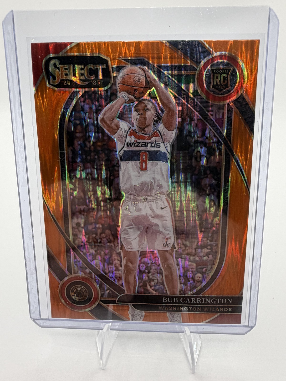 2024-25 Panini Select Bub Carrington #266 Orange Flash Prizm RC Courtside SP