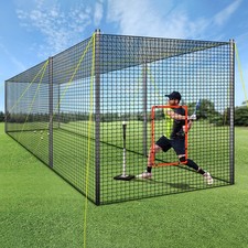 30FT Softball Baseball Cage Netting Batting Net Nylon Netting Fiberglass Pole