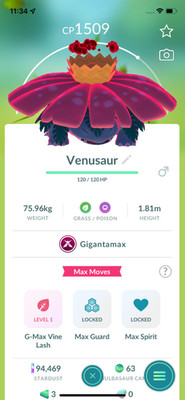 Venusaur Gigantamax ! Registered or Unregistered ! 30 Days Friendship !