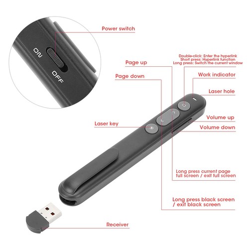 2.4G Wireless Presenter Remote Control Flip Pen Presentation Clicker For Meeting - Picture 7 of 12