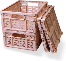 20L Foldable Crates, 4Pack Plastic Baskets for Home and Office,Plastic Folding B