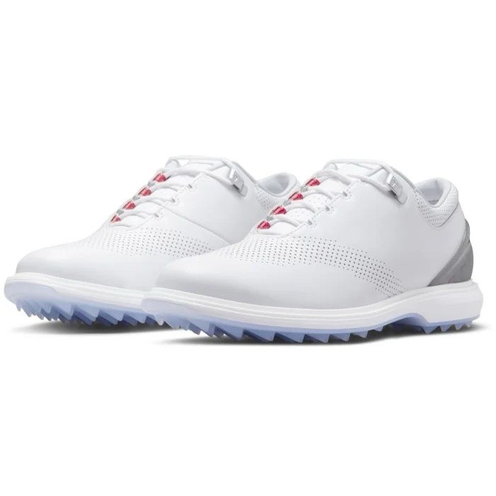 Size 7.5- Jordan ADG 4 Men's Golf Shoes, White/Platinum/Fire Red. thumbnail 2