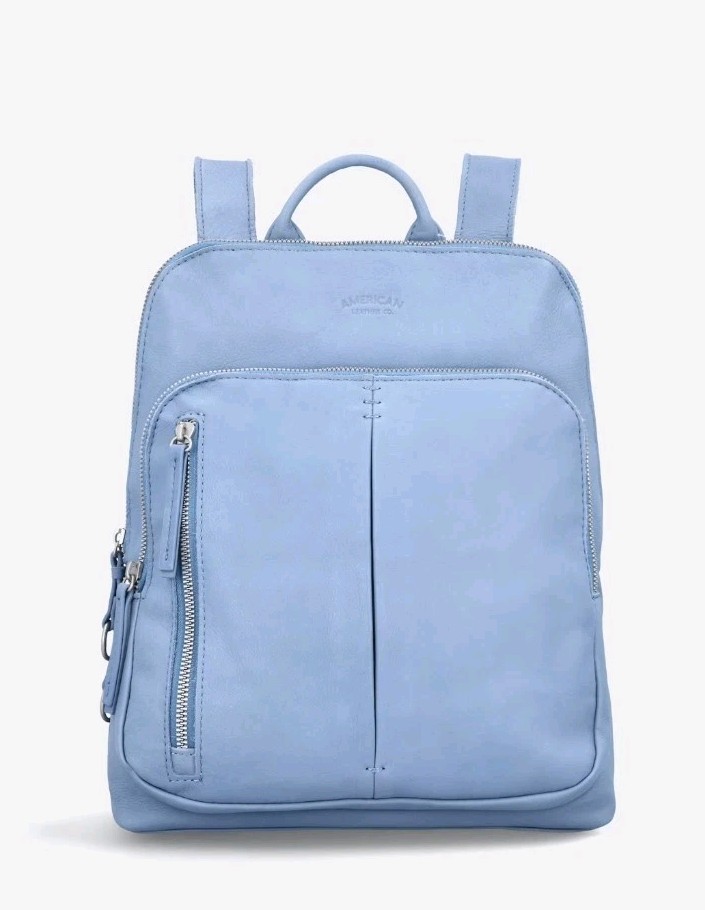 American Leather Co. Cleveland Leather Backpack – Sky Blue Slouchy Bag