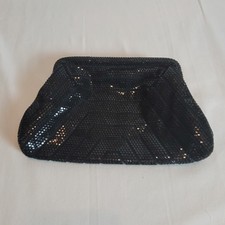 Vintage Black Mesh Sequin Snap Clutch