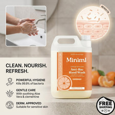 Miniml Antibacterial Hand Wash 5L Refill Clementine Eco Soap Free Shipping UK 5.13 per litre