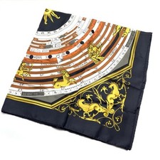 Hermes Carre 90 Astrology Sun Silk Black Used From Japan