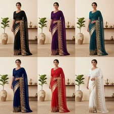 New Saree Blouse New Sari Indian Wedding Designer Bollywood Pakistani Party Wear