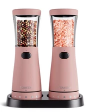 Electric Salt and Pepper Grinder Set with Storage Base, Stainless Steel Recha...